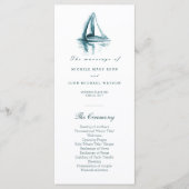 Waterverf Sailing Boat Wedding Program Rack Kaarte Programma (Voorkant)