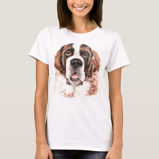 Waterverf Saint Bernard T-shirt (Voorkant)