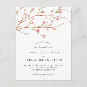 Waterverf Sakura   Cherry Blossom Save the Date Aankondigingskaart