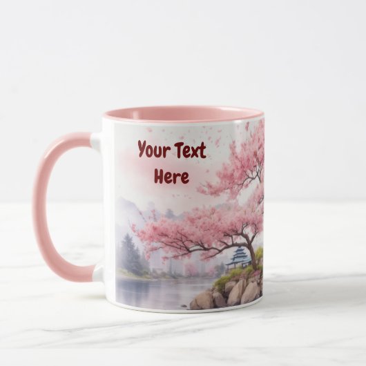 Waterverf Sakura Cherry Blossom Tree Uitzicht Mok (Links)