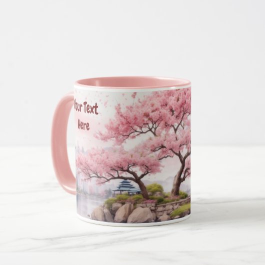 Waterverf Sakura Cherry Blossom Tree Uitzicht Mok (Voorkant links)
