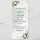 Waterverf Saliegroen Botanisch Huwelijksprogramma Programma (Voorkant)