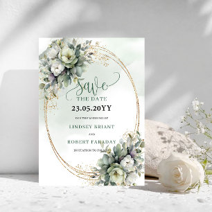 Waterverf Saliegroene Botanische Save The Date