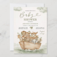 Waterverf Saliegroene Cute Noachs Ark Baby Shower