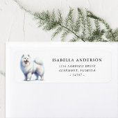 Waterverf Samoyed Dog Etiket