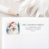 Waterverf Samoyed Kerst retour adres Etiket (Insitu)
