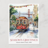 Waterverf San Francisco Kerstreizen Feestdagenkaart (Voorkant)