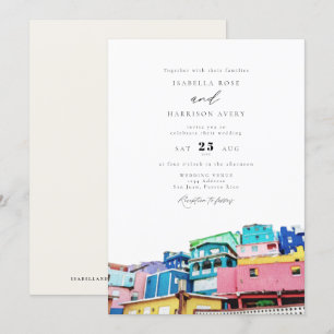 Waterverf San Juan Puerto Rico Gebouwen Huwelijk Kaart