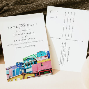 Waterverf San Juan Puerto Rico Kleurrijke gebouwen Briefkaart