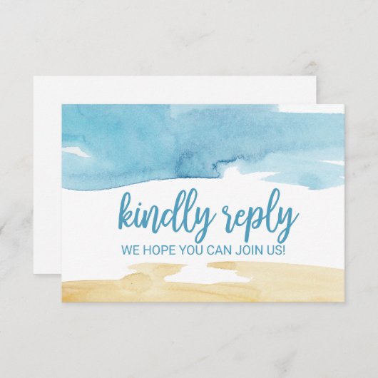 Waterverf Sand and Zee Song Request RSVP Kaart (Voorkant / Achterkant)