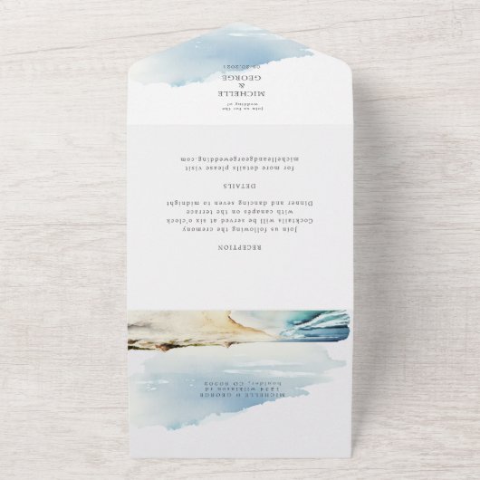 Waterverf Sand Beach All In One Uitnodiging (Buitenkant)