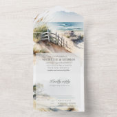 Waterverf Sand Beach All In One Uitnodiging (Binnen)