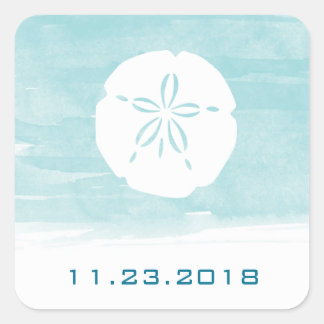 Waterverf Sand Dollar Weddenschap Datum Tekkers Vierkante Sticker