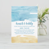 Waterverf Sand en Zee Brunch en Bubble Kaart (Staand voorkant)