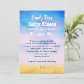 Waterverf Sandy Toes Wedding Invite sunset and zan Kaart (Staand voorkant)
