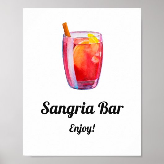 Waterverf Sangria bar. Drinken voor weddenschap me Poster (Voorkant)