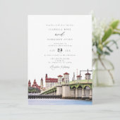 Waterverf Sant Augustine Florida Skyline Wedding Kaart (Staand voorkant)