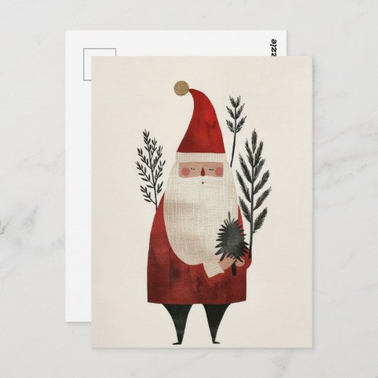 Waterverf Santa Illustration Minimalist Christmas Briefkaart (Voorkant / Achterkant)