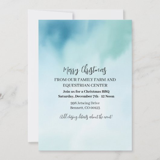 Waterverf Santa met paard Kaart (Achterkant)