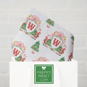 Waterverf Santa Monogram Crest Christmas Tissuepapier