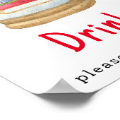 Waterverf Santa slee - Drinken Poster (Hoek)