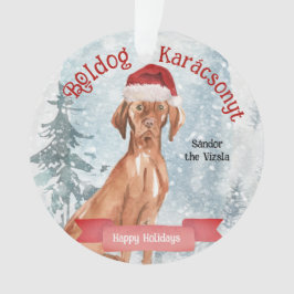 Waterverf Santa Vizsla Boldog Karácsonyt Ornament