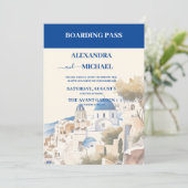 Waterverf Santorini Bestemming bruiloft Kaart (Staand voorkant)