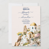 Waterverf Santorini Destination Bridal Uitnodiging (Voorkant)