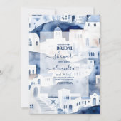 Waterverf Santorini Destination Bridal Uitnodiging (Voorkant)