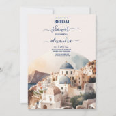 Waterverf Santorini Destination Bridal Uitnodiging (Voorkant)