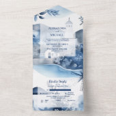 Waterverf Santorini Destination Wedding All In One Uitnodiging (Binnen)