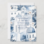 Waterverf Santorini Destination Wedding Kaart (Voorkant)