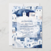 Waterverf Santorini Destination Wedding Kaart (Voorkant)
