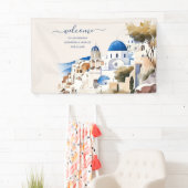Waterverf Santorini Destination Wedding Spandoek (Insitu)