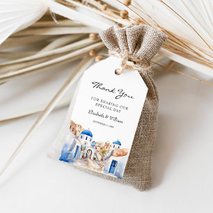 Waterverf Santorini Griekenland Bestemmingsgunst Cadeaulabel