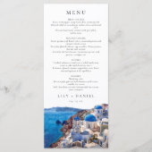 Waterverf Santorini Griekenland Destination Weddin Menu (Voorkant)