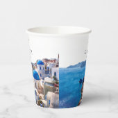 Waterverf Santorini Griekenland Destination Weddin Papieren Bekers (Links)