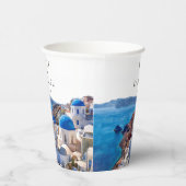 Waterverf Santorini Griekenland Destination Weddin Papieren Bekers (Rechts)