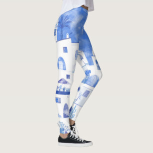 Waterverf Santorini Griekenland Leggings