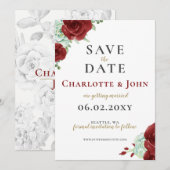 Waterverf sappig Bourgogoud Save The Date (Voorkant / Achterkant)