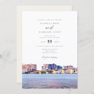 Waterverf Sarasota Florida Skyline Paint Wedding Kaart