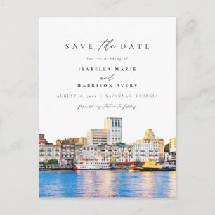 Waterverf Savannah Georgia Skyline Bestemming Briefkaart