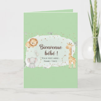 Waterverf Savanne Dieren - Welkom Baby Kaart