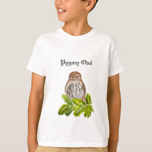 Waterverf Saw Whet Cute Little Owls Kaart T-shirt