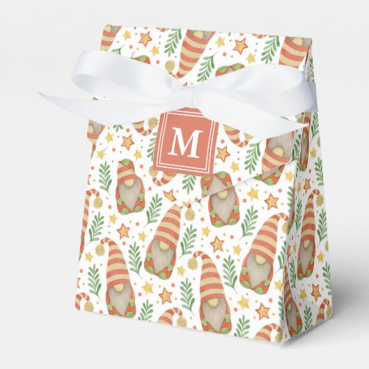 Waterverf Scandinavian Gnome Monogram Kerstmis Bedankdoosjes (Voorkant Zijde)