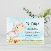 Waterverf Schaap Baby shower Boerderij Uitnodiging (Staand voorkant)