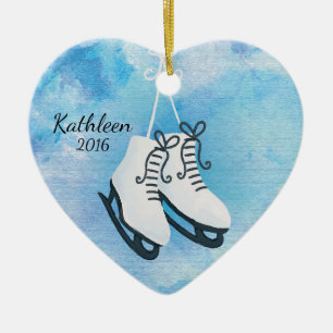 Waterverf Schaatsen Persoonlijke Kerstmis Keramisch Ornament