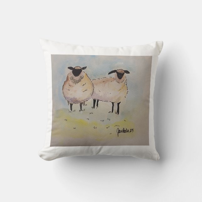 waterverf schapen kussen (Voorkant)