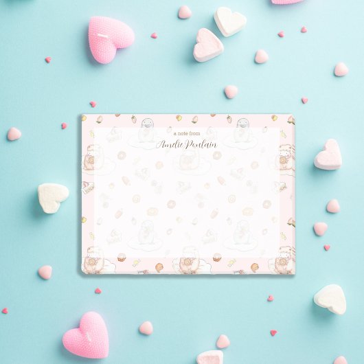 Waterverf schapenpinguïn in snoep droom roze naam post-it® notes