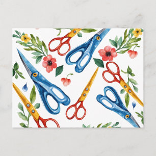Waterverf Scharen & Wilde Bloemen Naadloos Patroon Feestdagenkaart